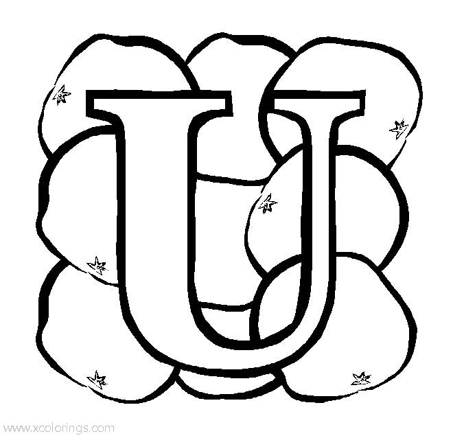 Free Letter U for Ugly Fruit Coloring Page printable