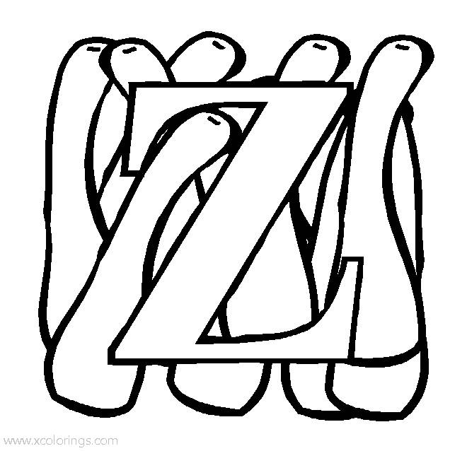 Free Letter Z for Zucchini Coloring Page printable