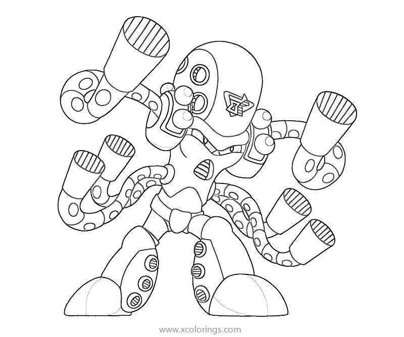 Free Octopus Robot Coloring Pages printable