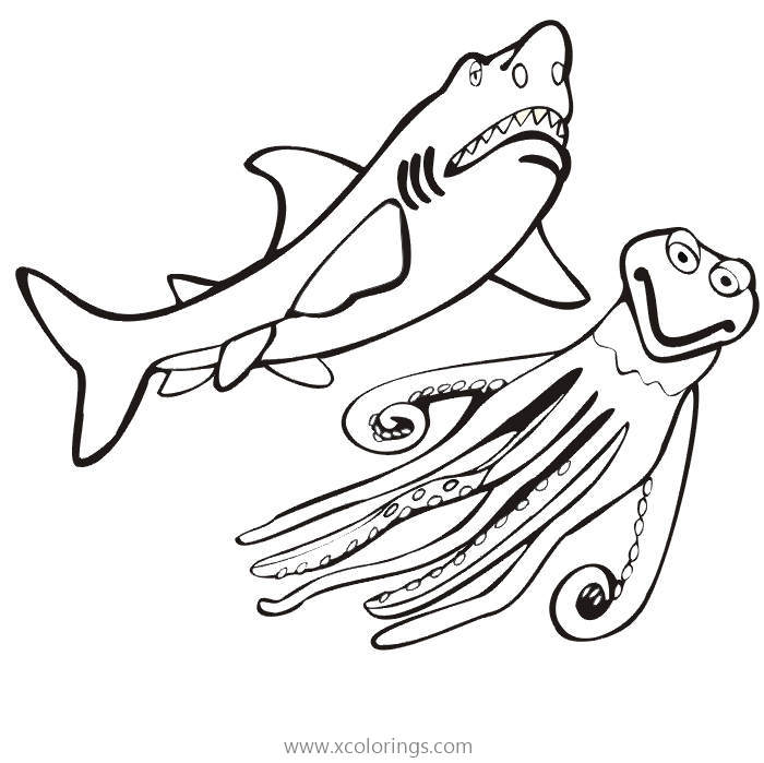 Free Octopus and Shark Coloring Pages printable