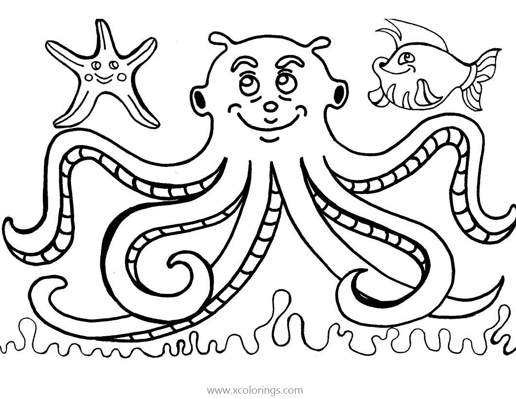 Free Octopus and Starfish Coloring Pages printable