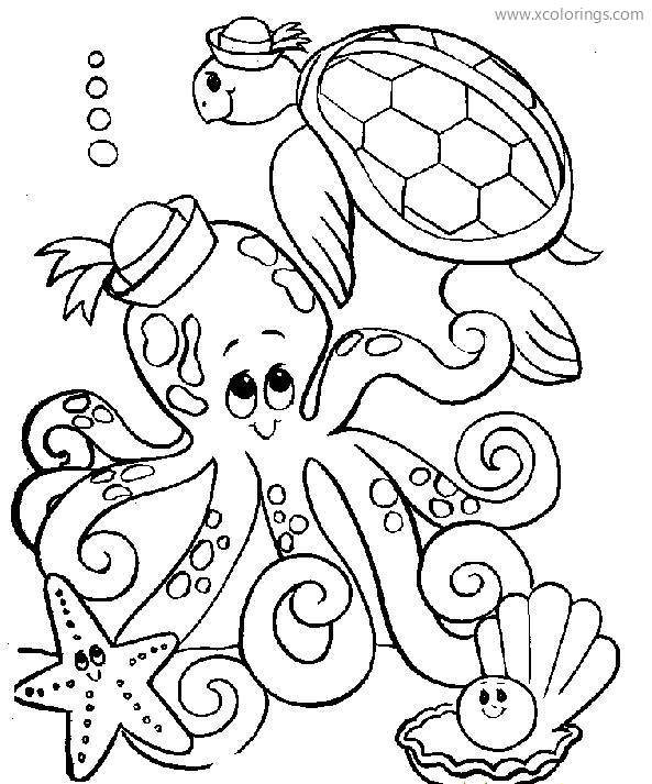 Free Octopus and Turtle Coloring Pages printable