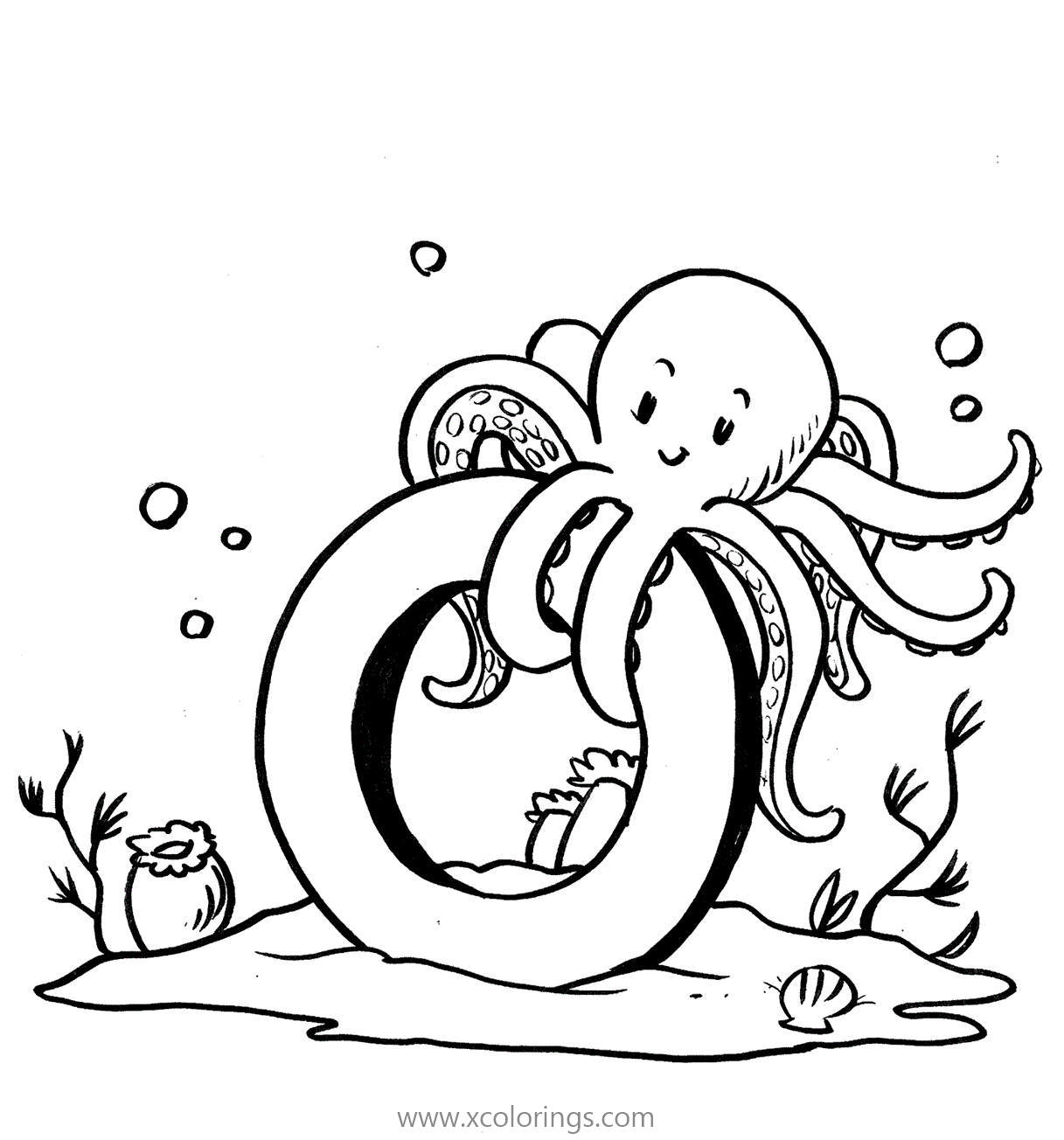 Free Octopus with Letter O Coloring Pages printable
