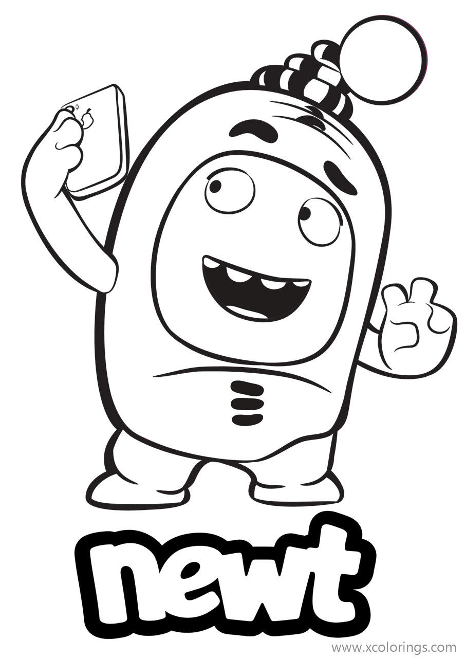 Free Oddbods Coloring Pages Newt Takes Selfie printable