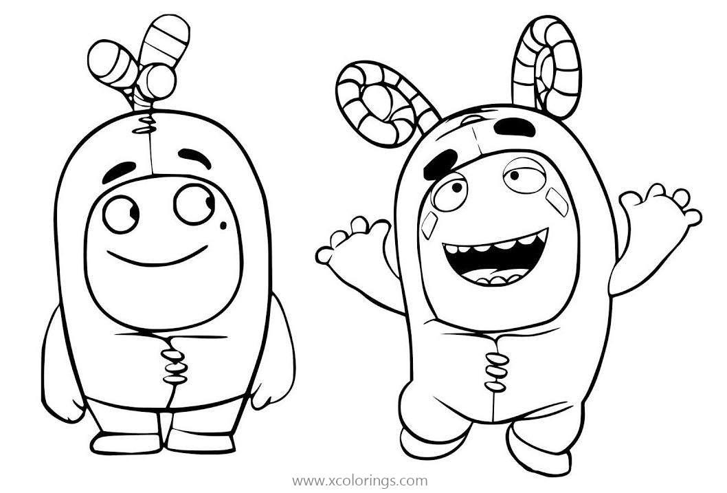 Free Oddbods Zee and Newt Coloring Pages printable