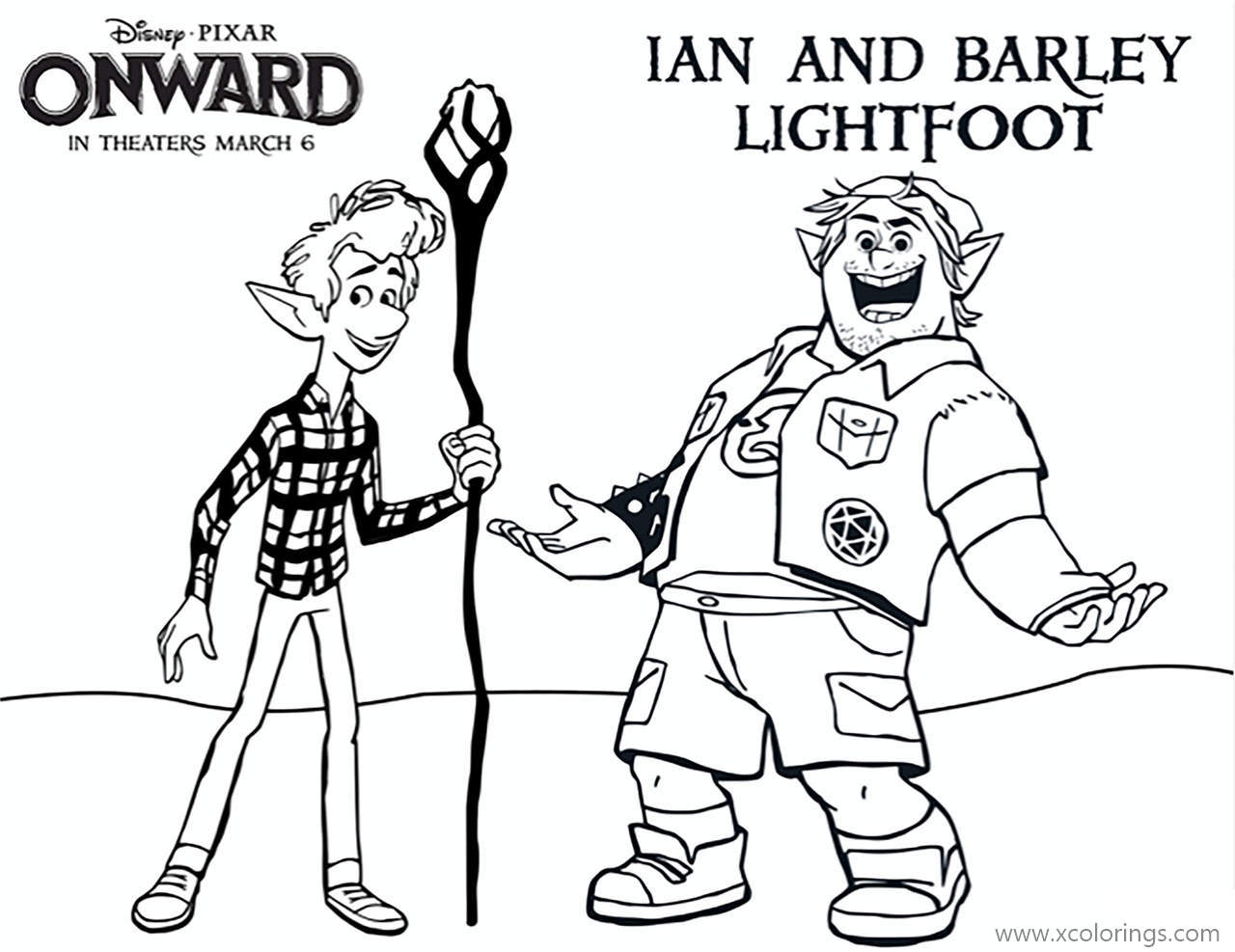Free Onward Characters Coloring Pages Barley and Ian printable