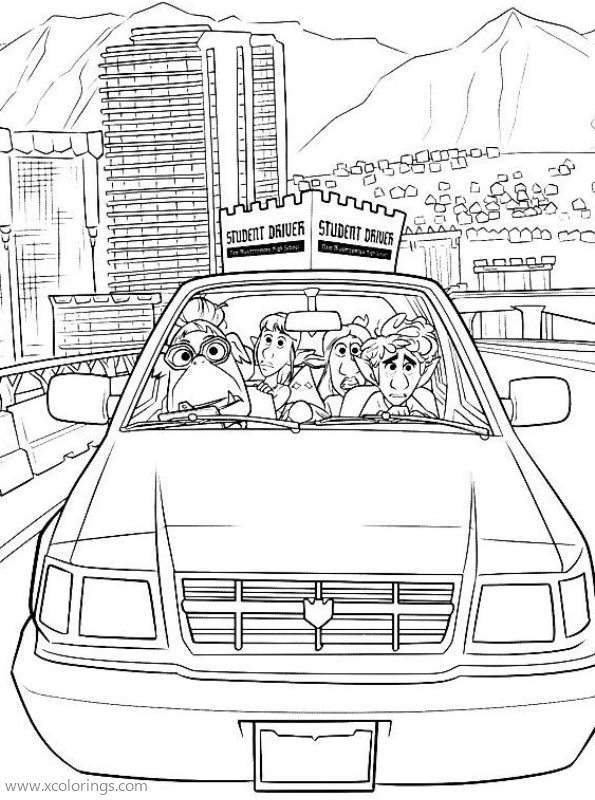 Free Onward Coloring Pages Driving the Car printable