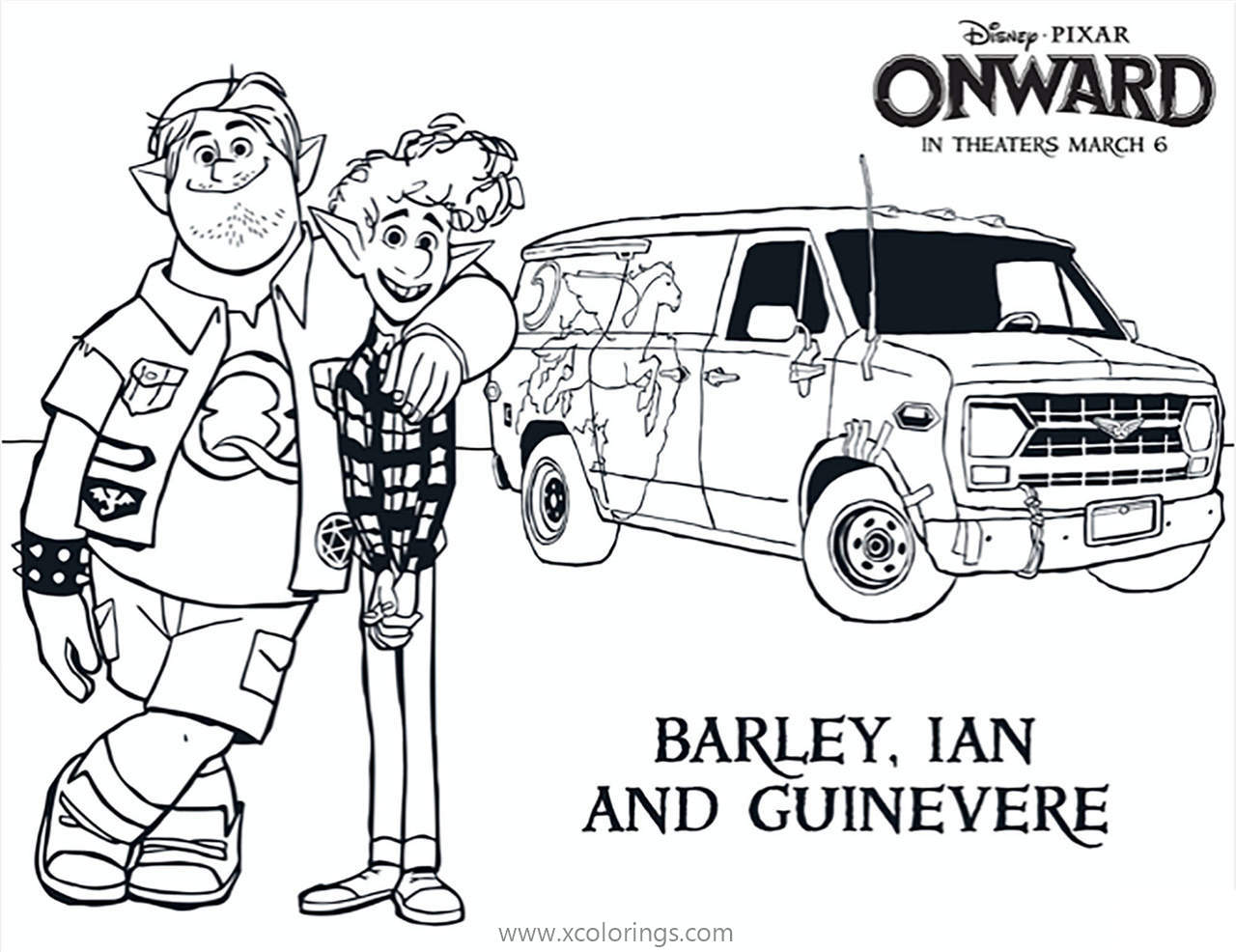 Free Onward Ian Barley and Guinevere Coloring Pages printable