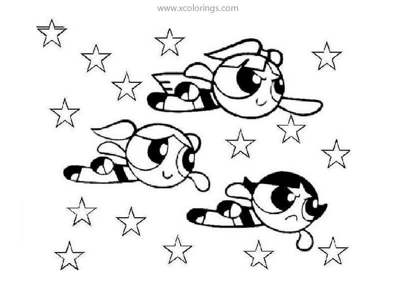 Free PPG Coloring Pages Girls Flying printable