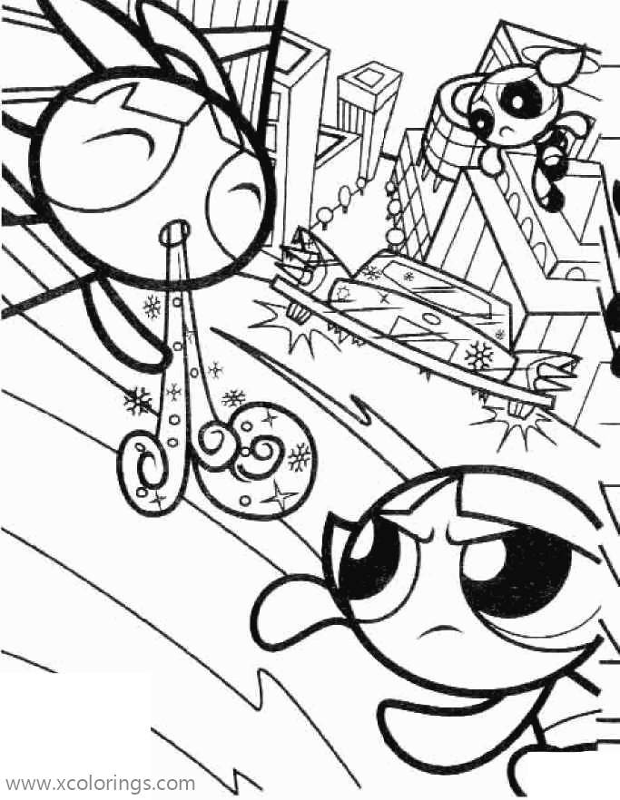 Free Powerpuff Girls Fighting Coloring Pages printable