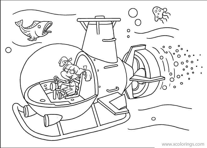 Free Rugrats Angelica Driving Submarine Coloring Pages printable