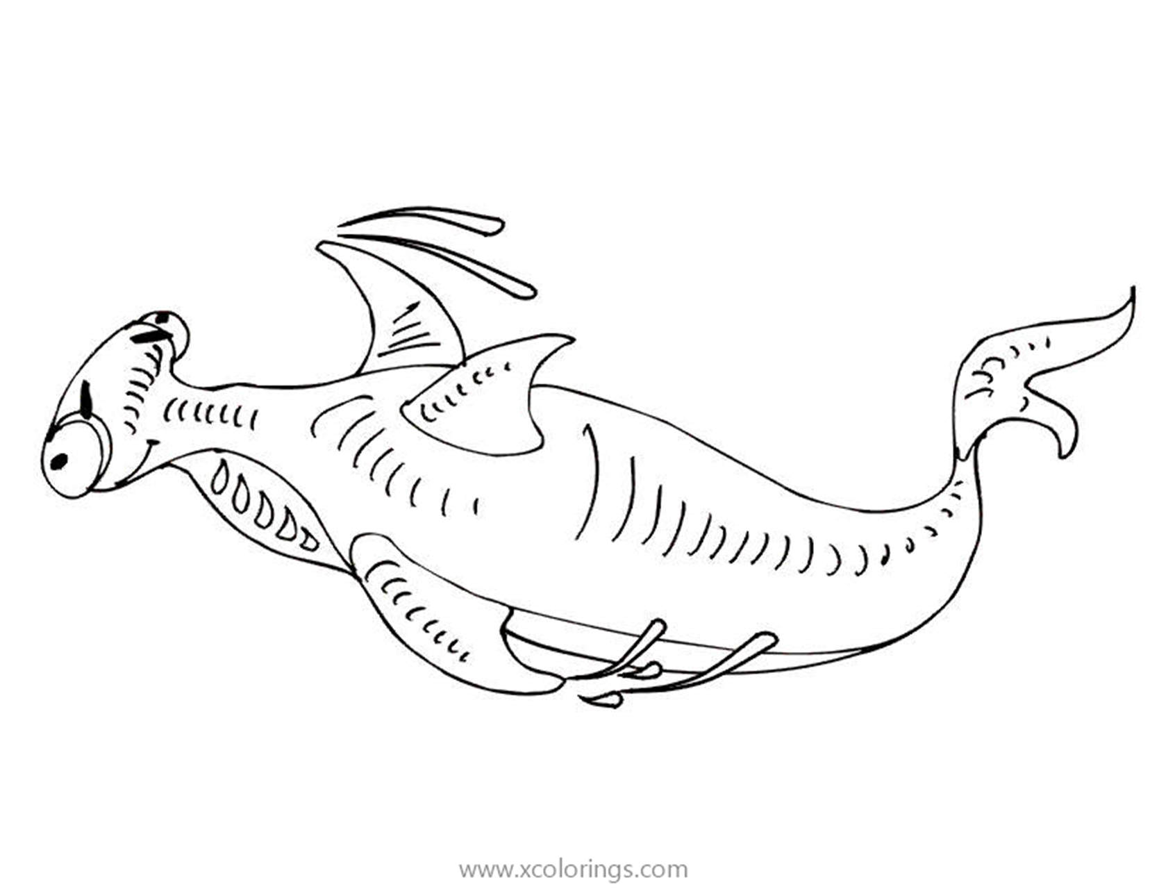 Free Sea Creature Hammerhead Shark Coloring Pages printable