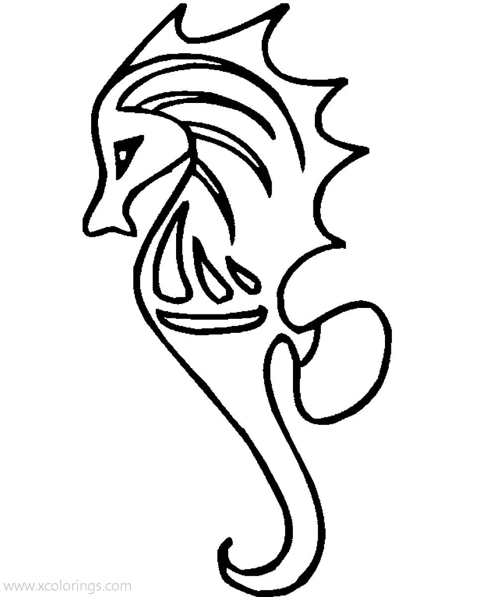 Free Sea Creatures Seahorse Coloring Pages printable