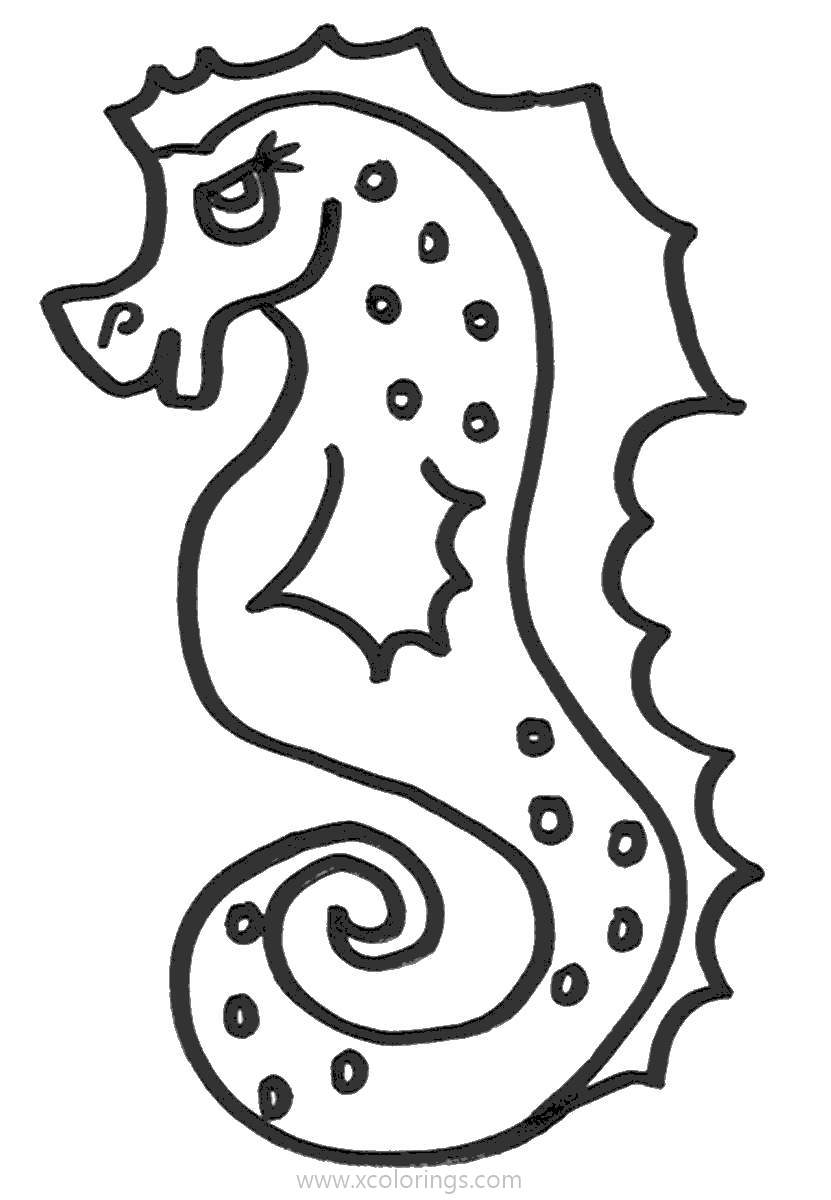 Free Seahorse Outlined Coloring Pages printable