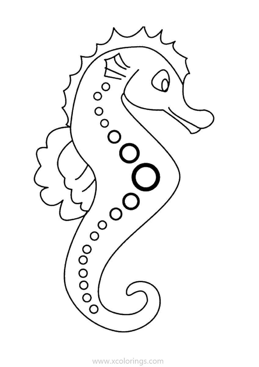 Free Seahorse with Circles Coloring Pages printable