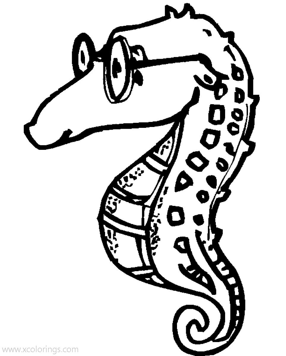 Free Seahorse with Glasses Coloring Pages printable