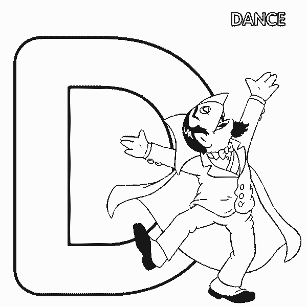 Free Sesame Street Alphabet Letter D  for Dance Coloring Page printable