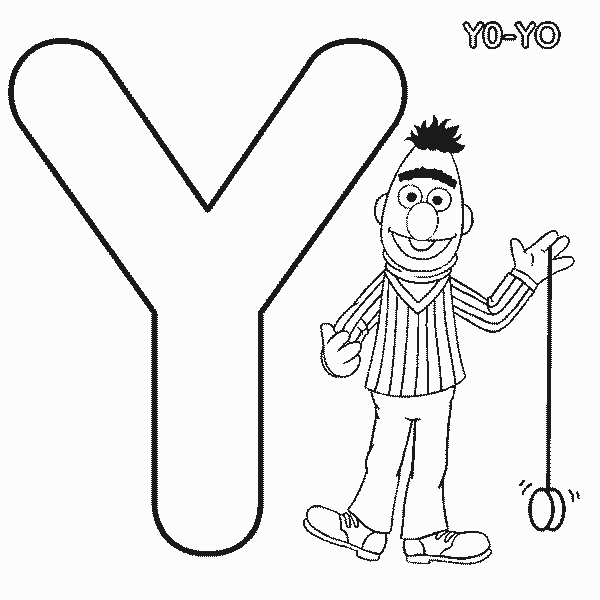 Free Sesame Street Alphabet Letter Y for Yo-yo Coloring Page printable