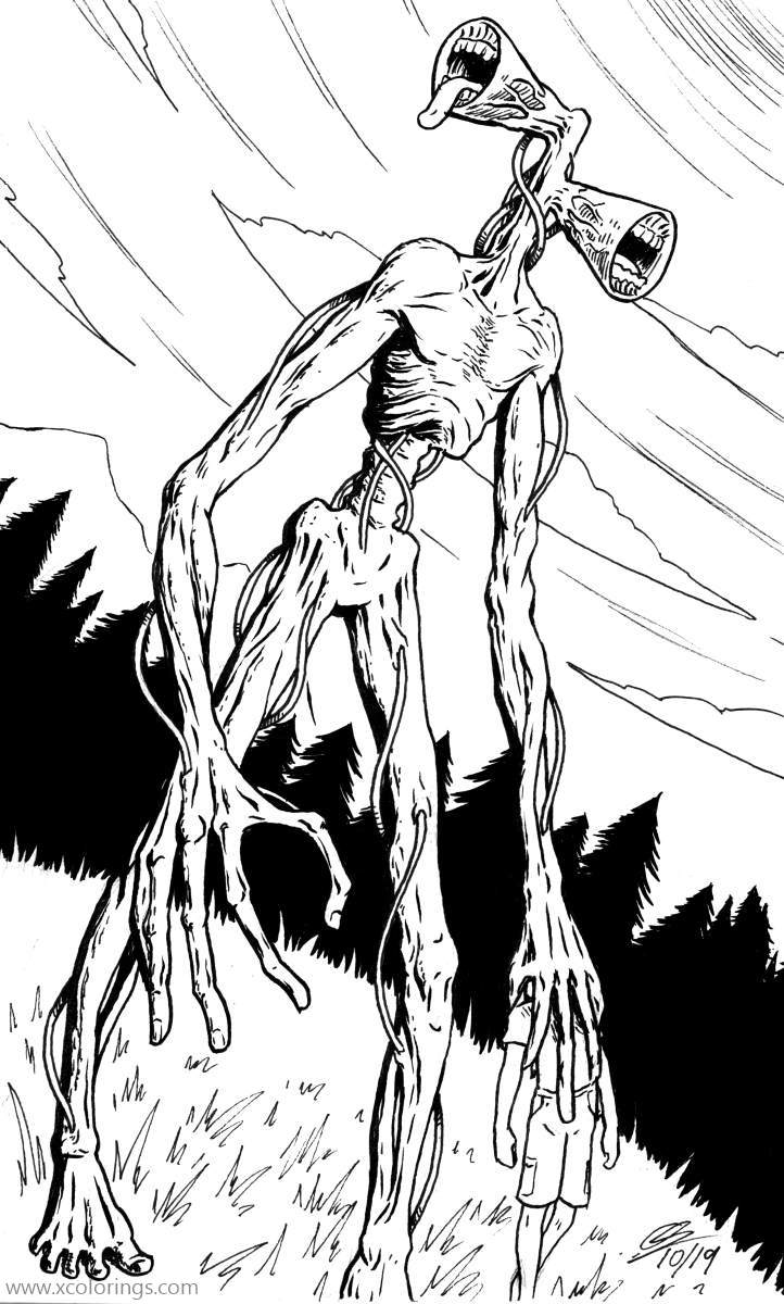 Siren Head Coloring Pages - XColorings