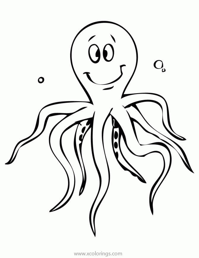 Free Smiling Octopus Coloring Pages printable