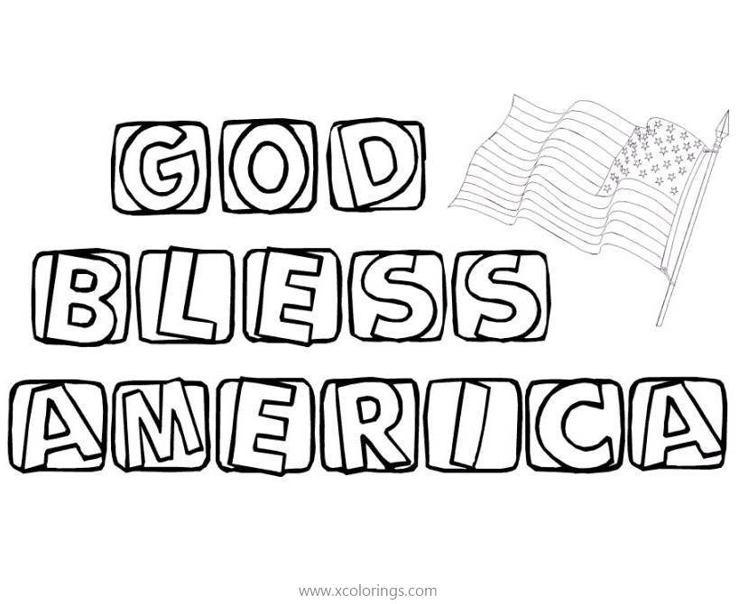 Free 4th of July Coloring Pages God Bless America printable