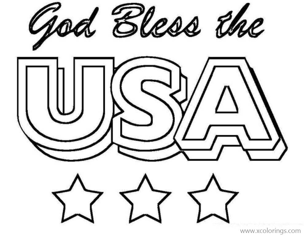 Free 4th of July Coloring Pages God Bless The USA printable