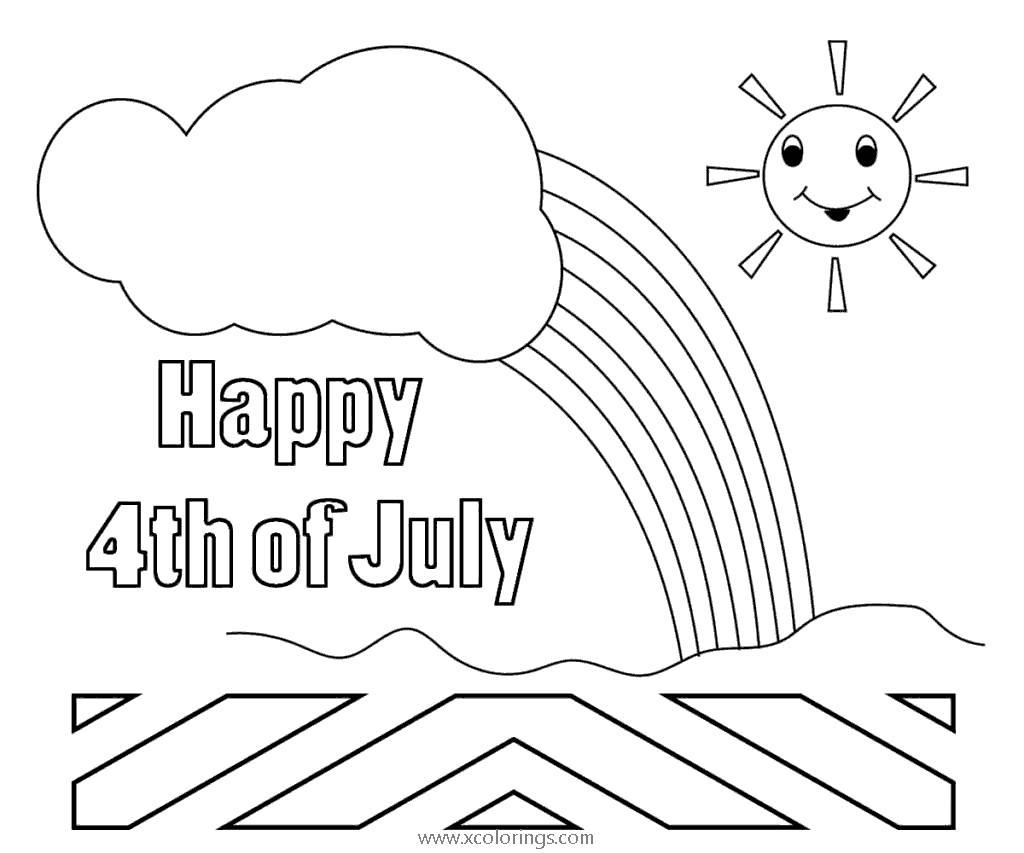 Free 4th of July Coloring Pages Rainbow and Sun printable