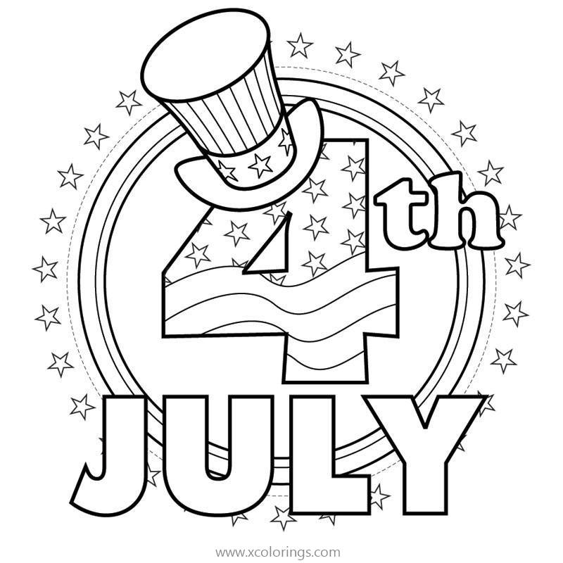 Free 4th of July Logo Coloring Pages printable