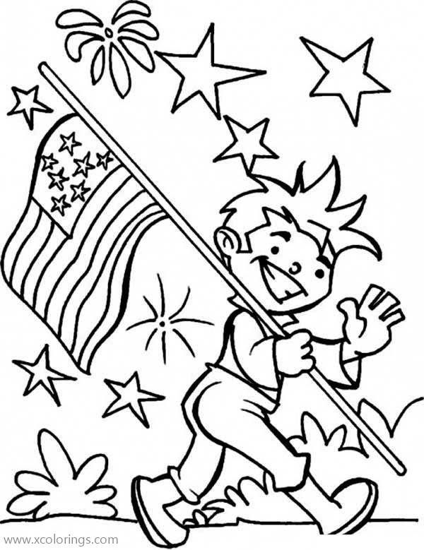 Free 4th of July Patriotic Boys Coloring Pages printable