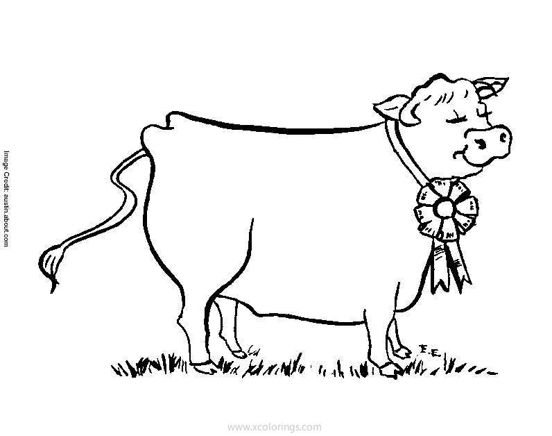 Free A Happy Cattle Coloring Page printable