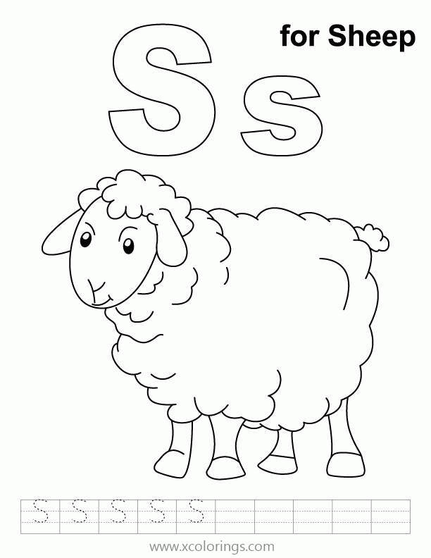 Free ABC Animals Sheep Coloring Pages printable