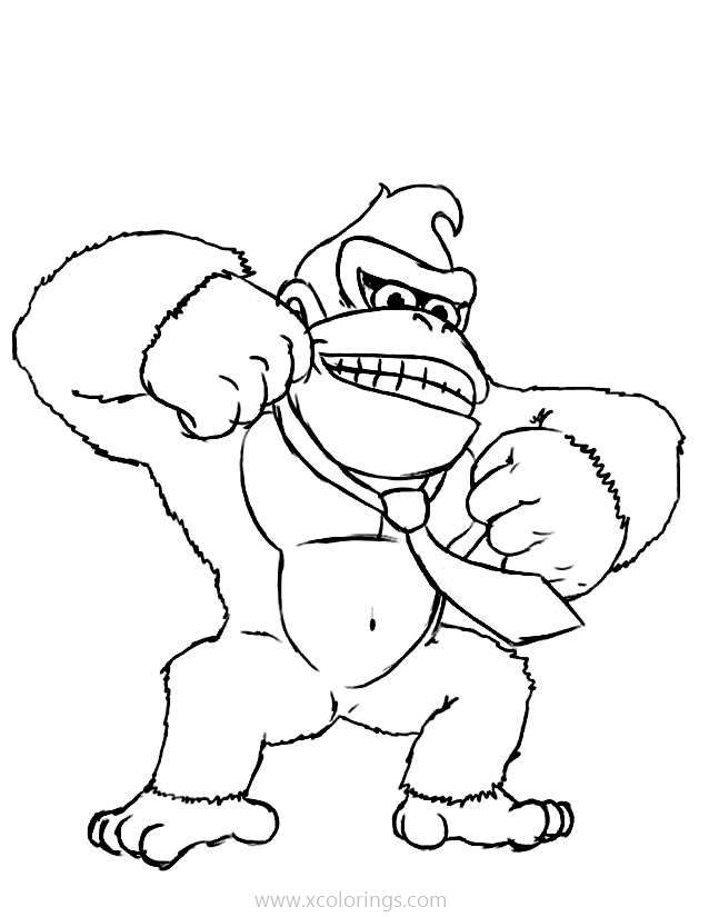 Free Angry Donkey Kong Coloring Page printable