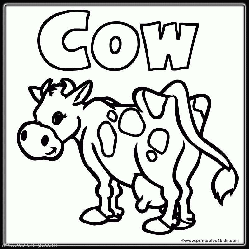 Free Animal Words Cow Coloring Pages printable