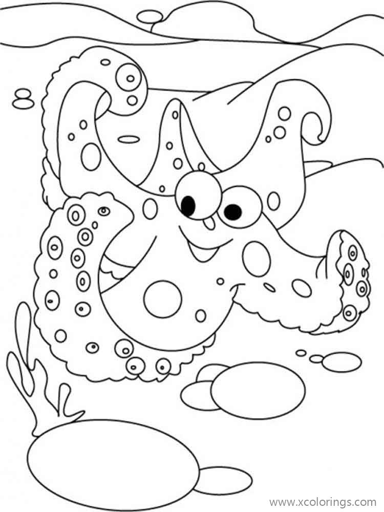 Free Animated Cute Starfish Coloring Pages printable