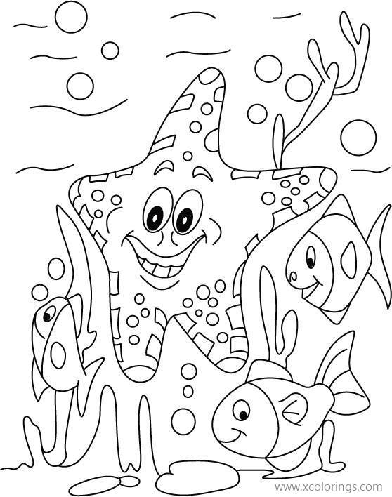 Free Animated Fish and Starfish Coloring Pages printable
