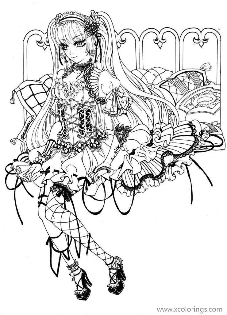 Free Animated Gothic Girl Coloring Pages printable