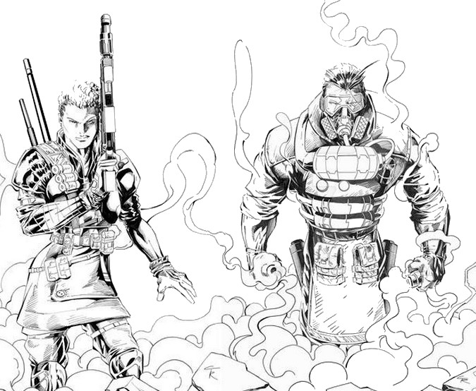 Free Apex Legends Coloring Pages Bangalore and Caustic printable
