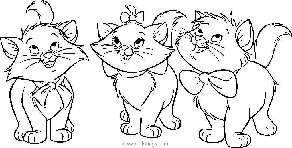 Free Aristocats 3 Little Cats Coloring Pages printable