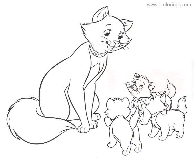 Free Aristocats Coloring Pages Berlioz Toulouse and Marie printable