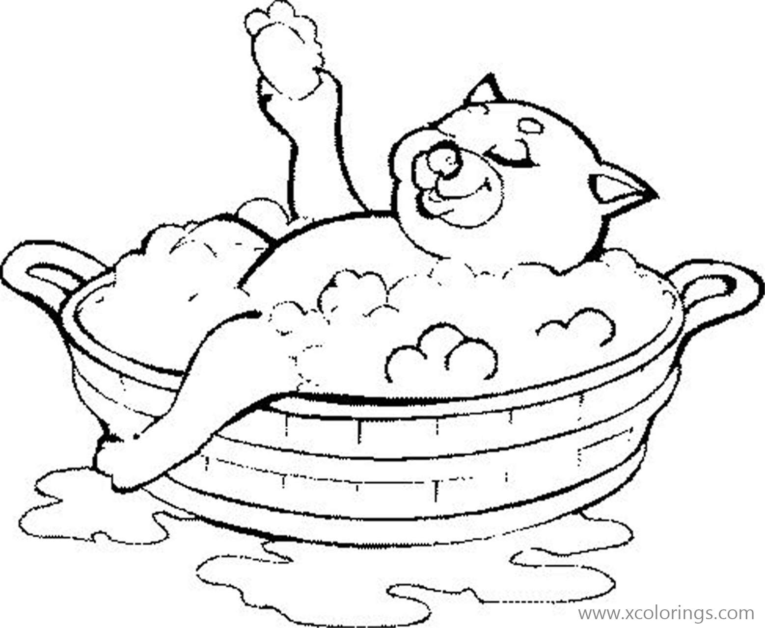 Free Aristocats Coloring Pages Cat Take A Bath printable