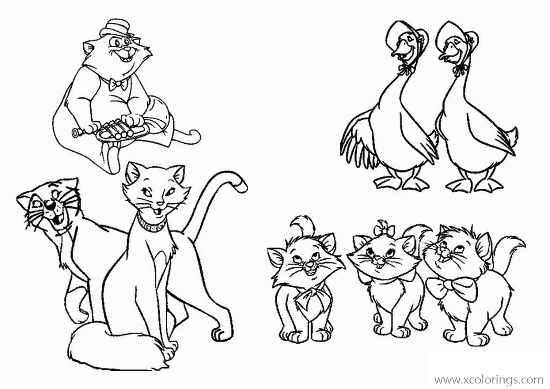 Free Aristocats Coloring Pages Characters printable