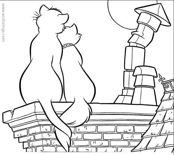 Free Aristocats Coloring Pages Love Between Cats printable