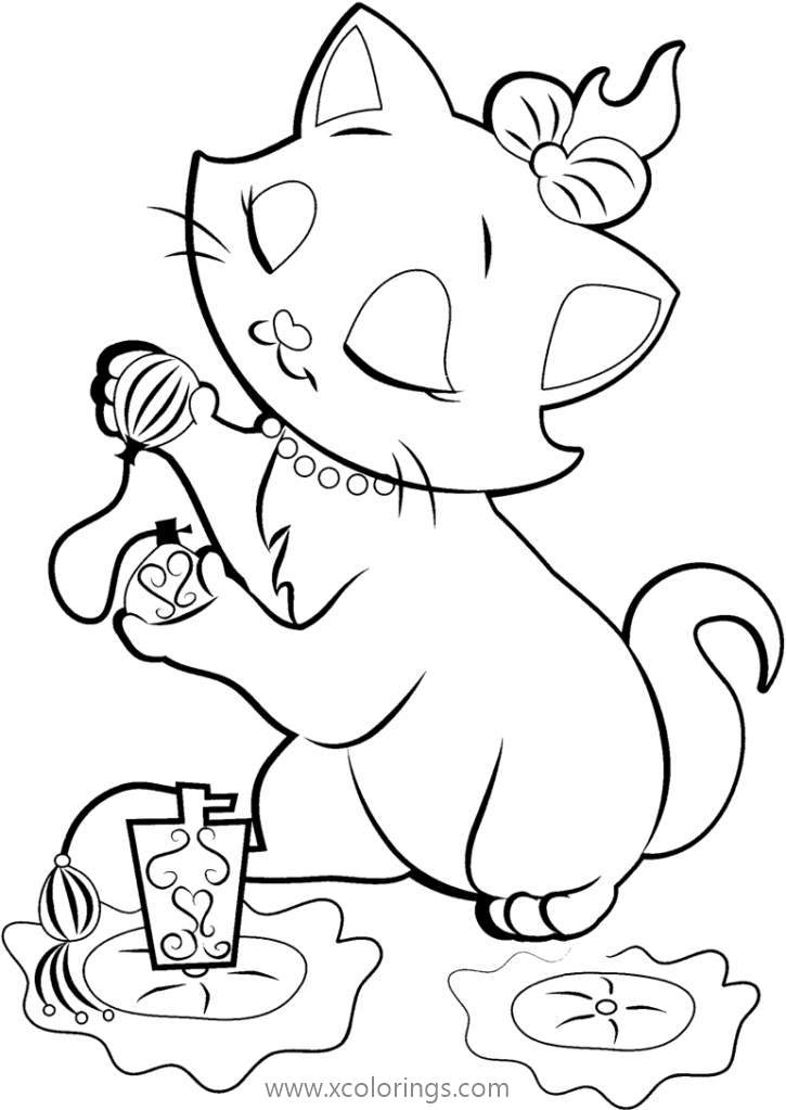 Free Aristocats Coloring Pages Marie the White Kitten printable