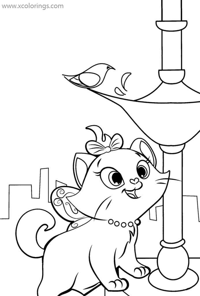 Free Aristocats Coloring Pages Marie with Big Eyes printable