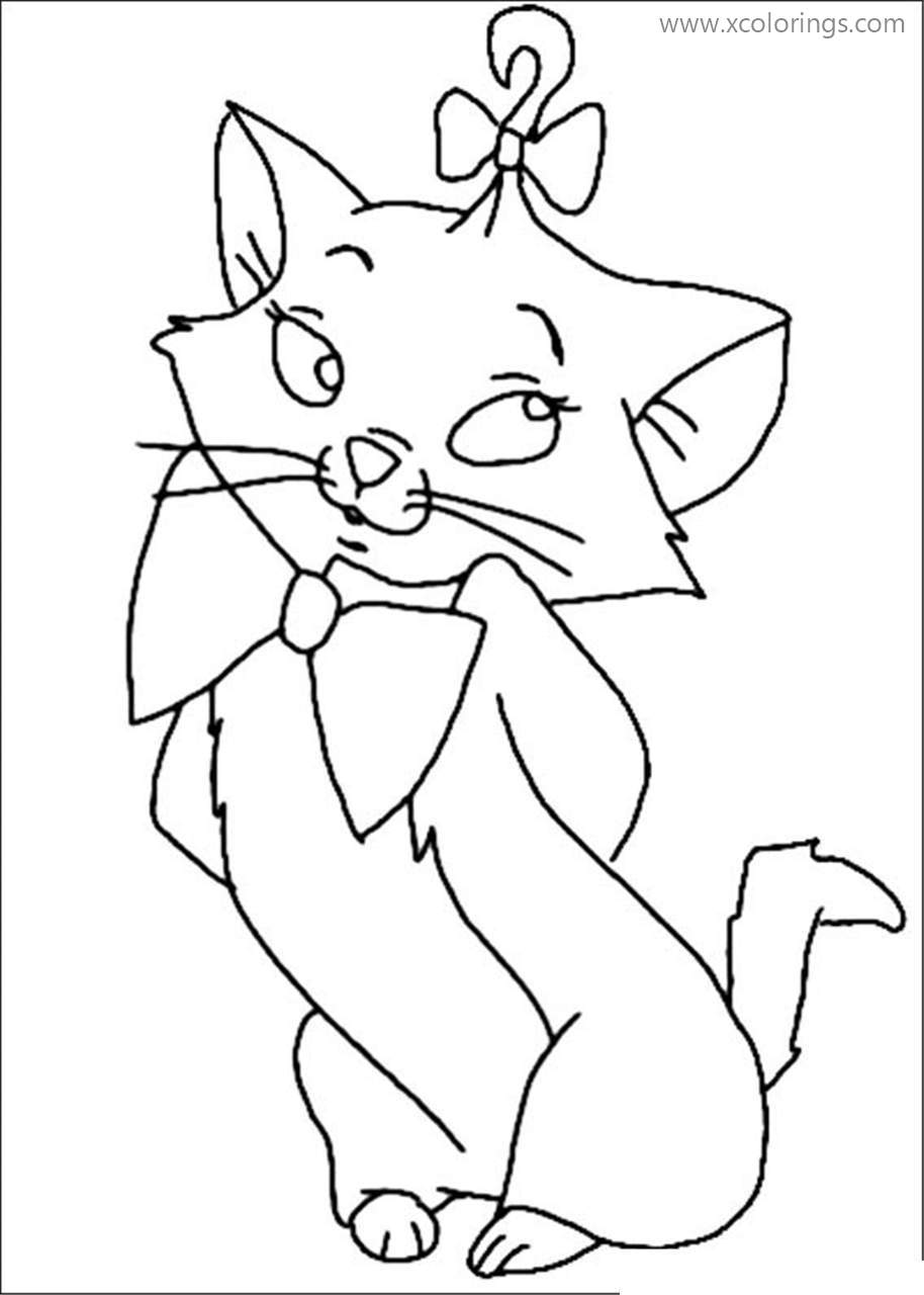Free Aristocats Coloring Pages Marie with Bow printable