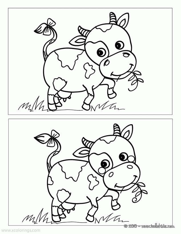 Free Baby Cow Eating Grass Coloring Pages printable