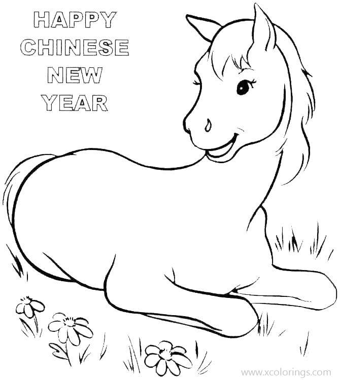 Free Baby Horse Coloring Pages Happy Chinese Horse Year printable