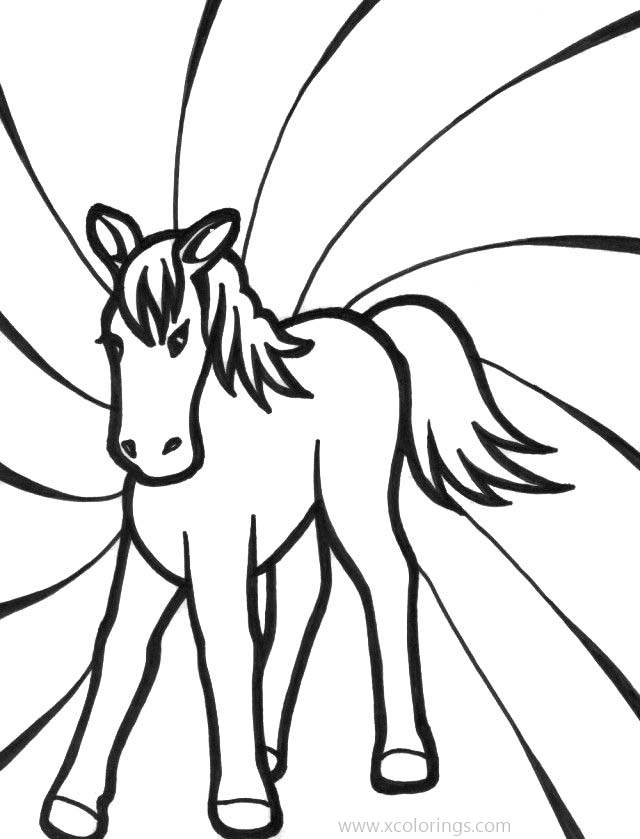 Free Baby Horse Coloring Pages with Background printable