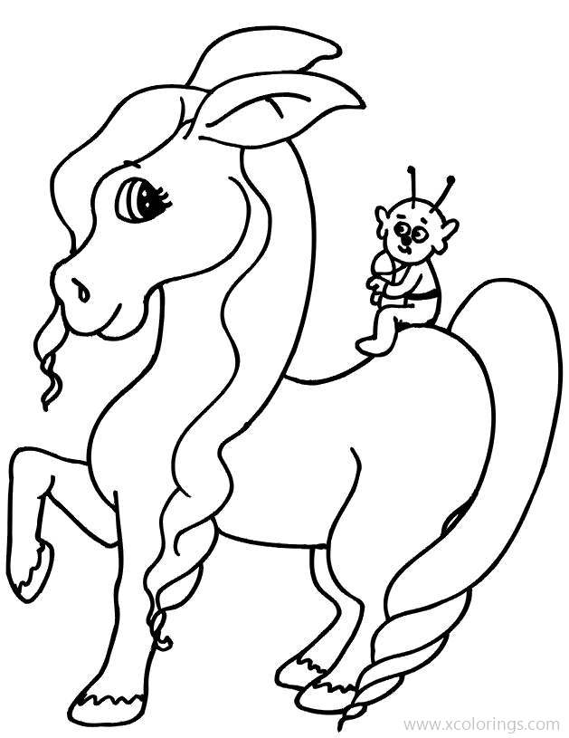 Free Baby Horse and Alien Coloring Pages printable