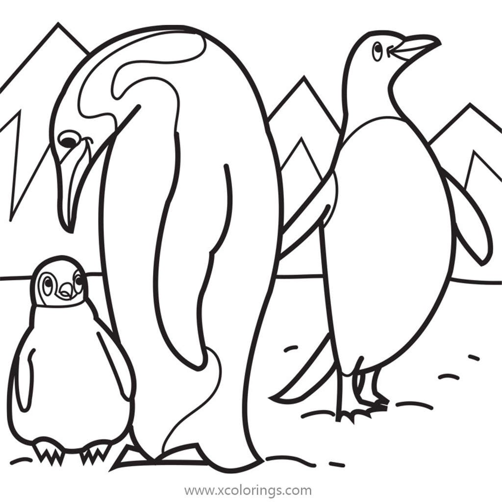 Free Baby Penguin and Parent Coloring Pages printable